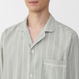 紳士　脇に縫い目のない　二重ガーゼ長袖パジャマ