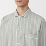 紳士　脇に縫い目のない　二重ガーゼ長袖パジャマ