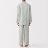 紳士　脇に縫い目のない　二重ガーゼ長袖パジャマ