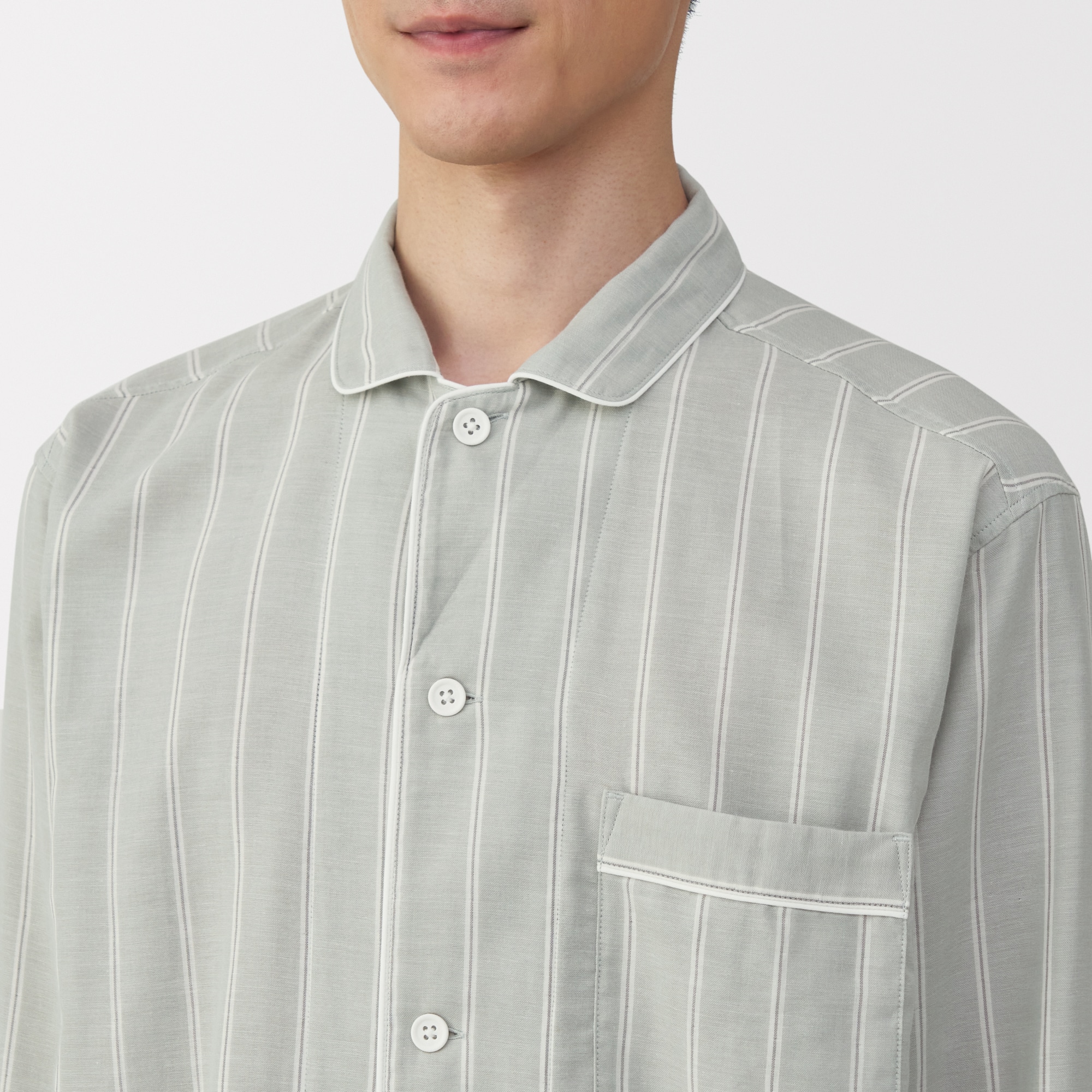 紳士 脇に縫い目のない 二重ガーゼ長袖パジャマ | 無印良品