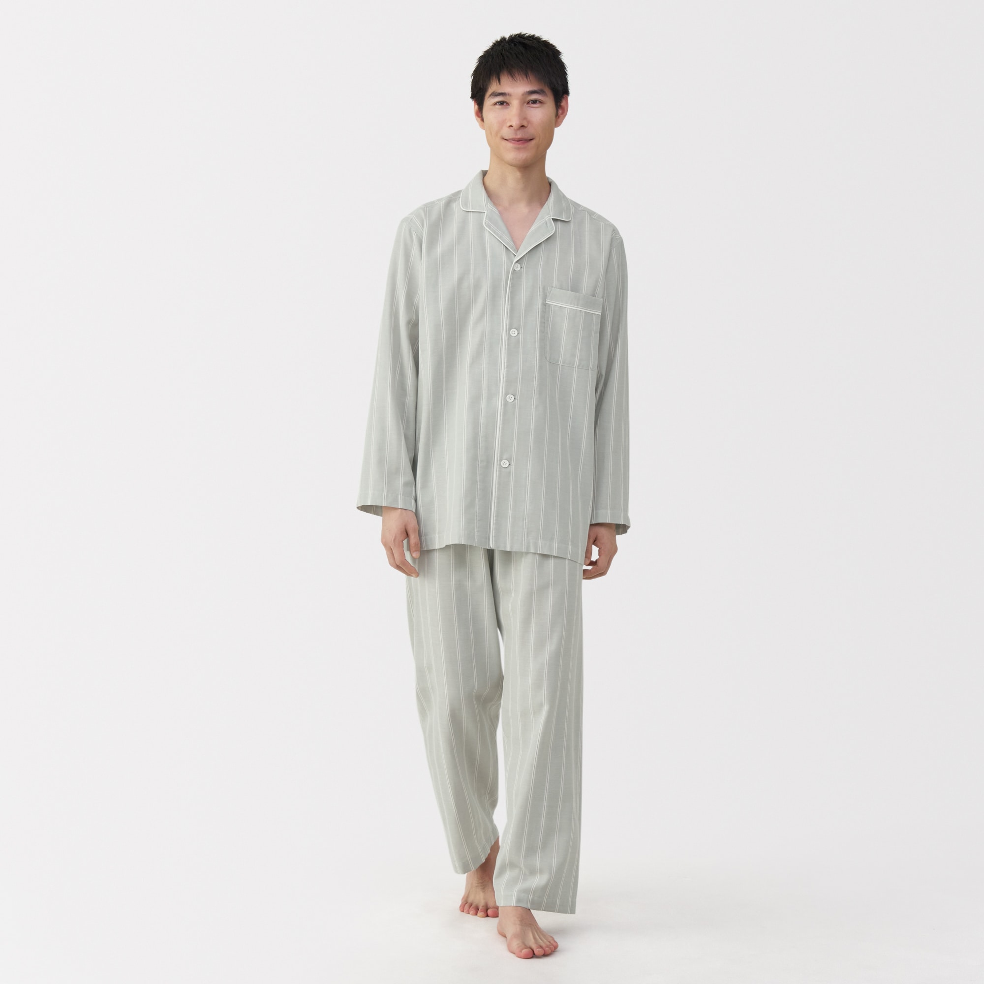 専用☆MUJI パジャマ M 二重ガーゼ 紳士 脇に縫い目のない 二重ガーゼ長袖パジャマ | 無印良品