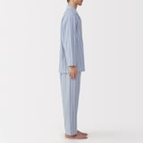 紳士　脇に縫い目のない　二重ガーゼ長袖パジャマ