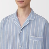 紳士　脇に縫い目のない　二重ガーゼ長袖パジャマ