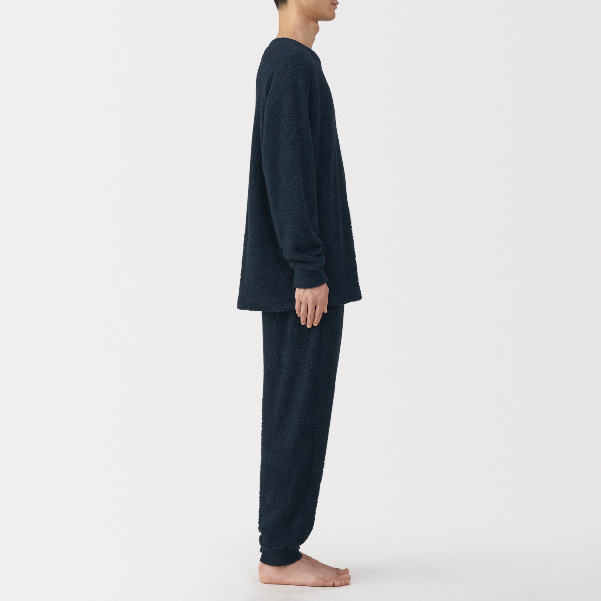 紳士　なめらかニットフリース　長袖ルームウェアセット