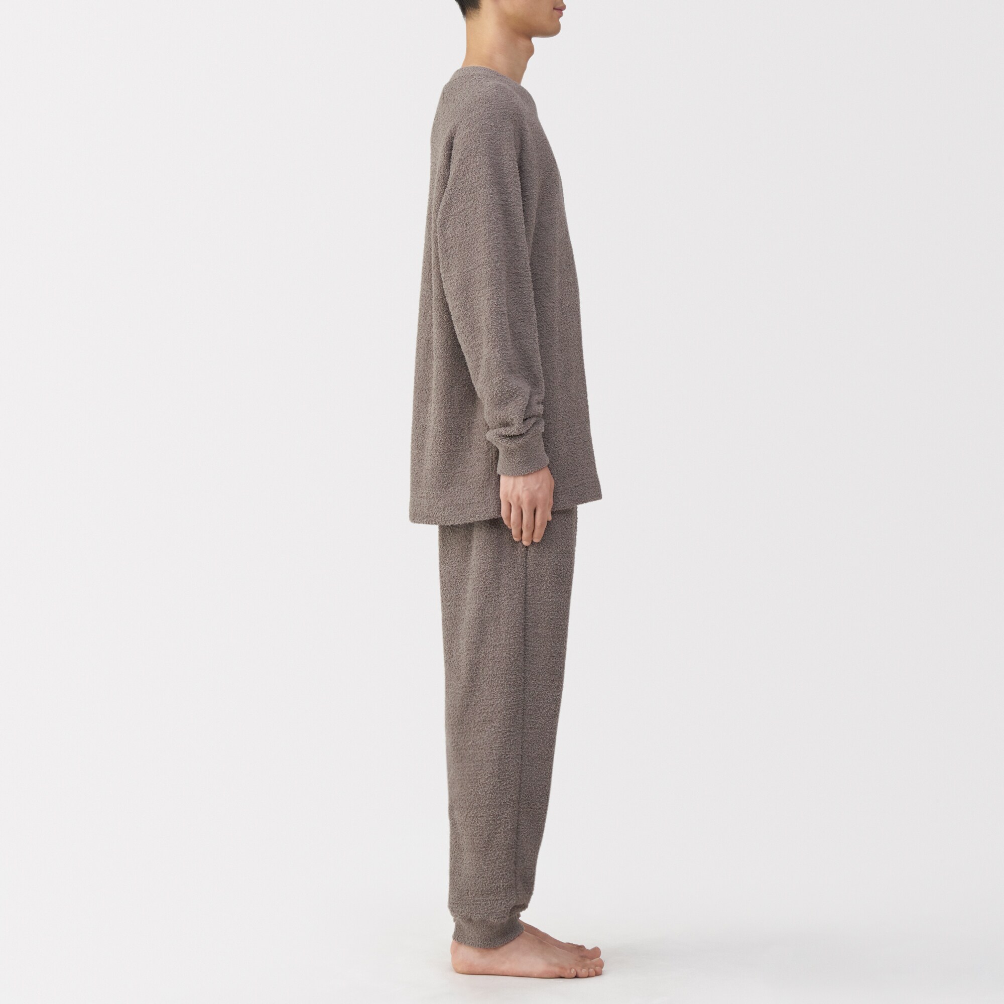 紳士　なめらかニットフリース　長袖ルームウェアセット