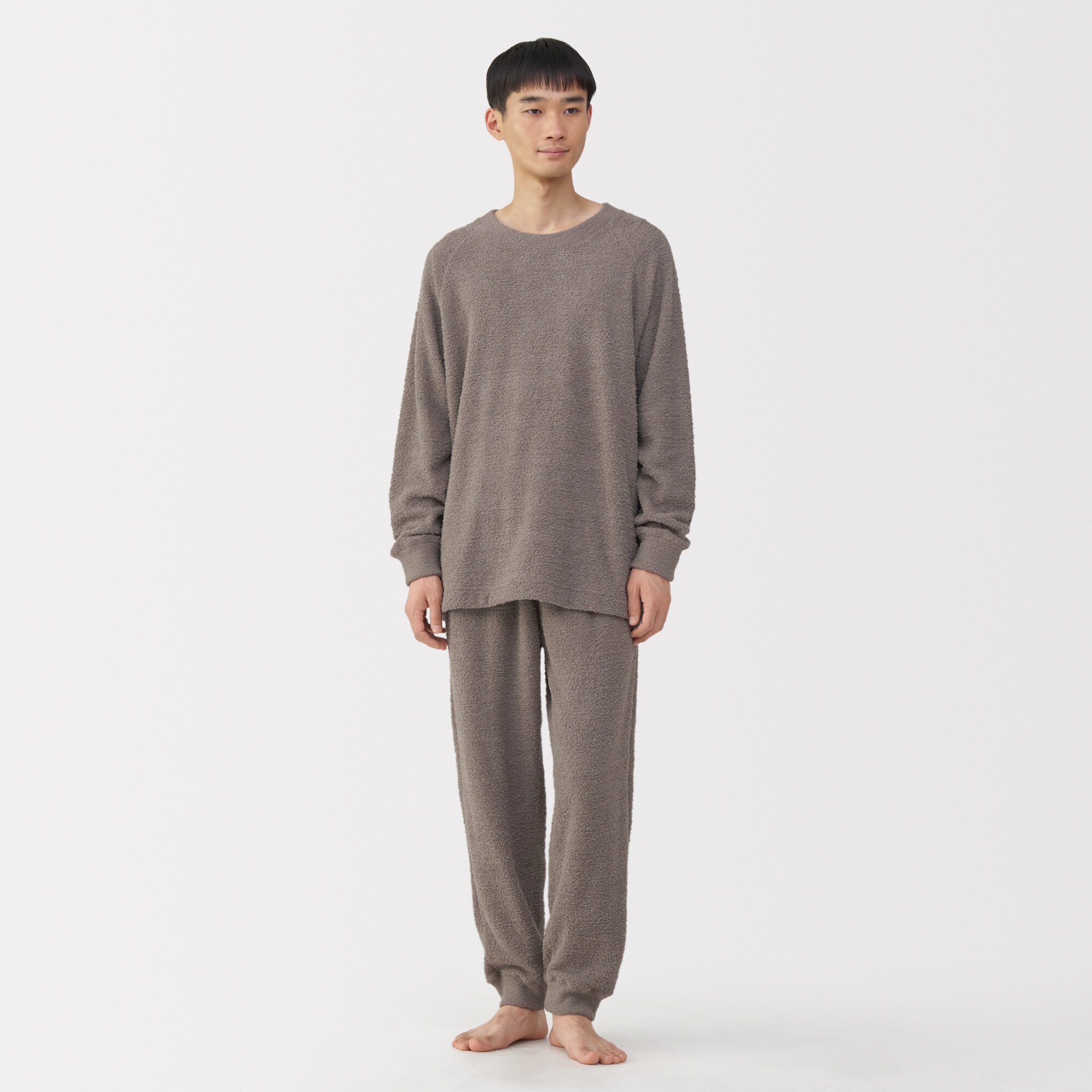紳士　なめらかニットフリース　長袖ルームウェアセット