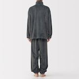 紳士　静電気が起きにくい　着る毛布　スタンドカラー長袖パジャマ