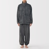 紳士　静電気が起きにくい　着る毛布　スタンドカラー長袖パジャマ