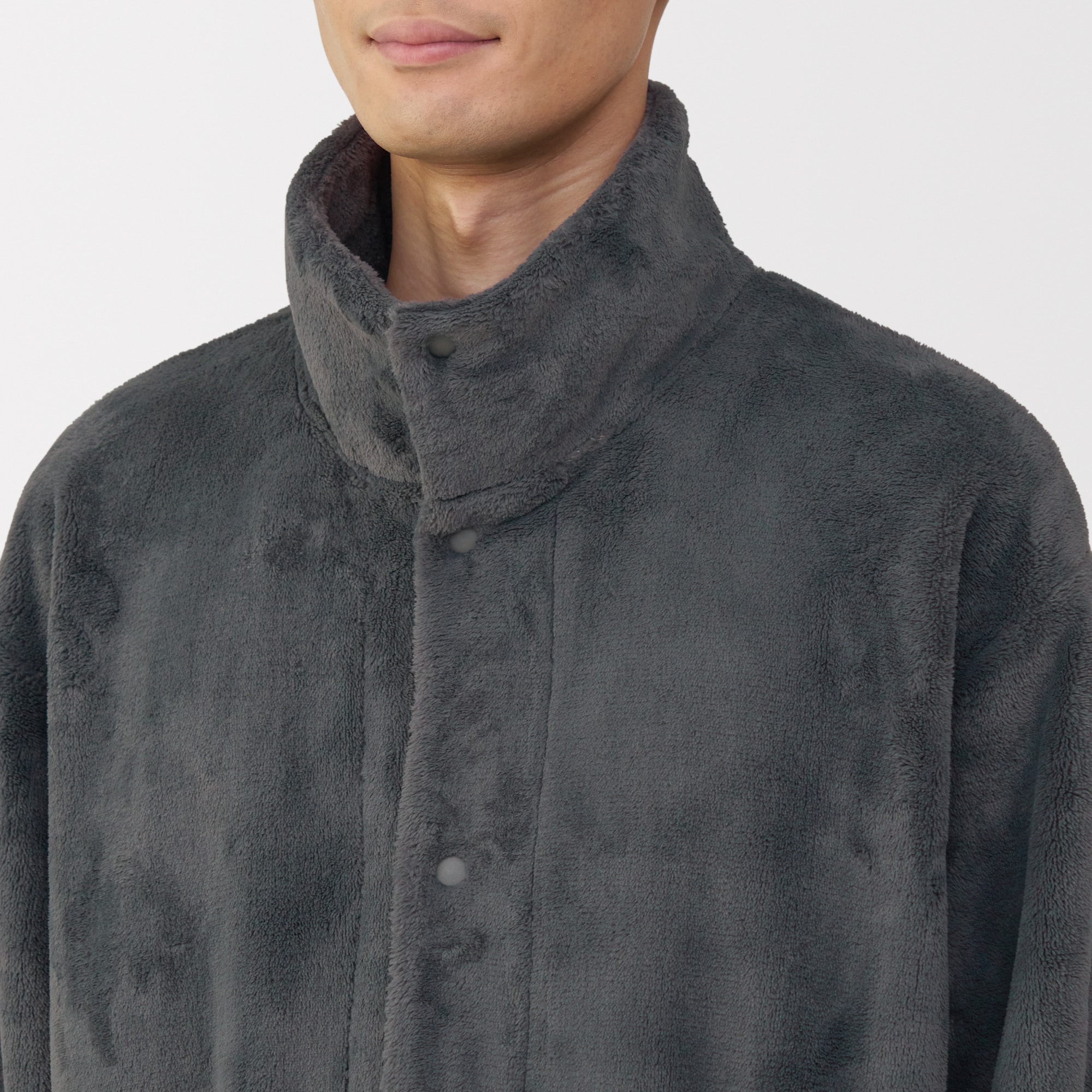 紳士　静電気が起きにくい　着る毛布　スタンドカラー長袖パジャマ