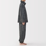 紳士　静電気が起きにくい　着る毛布　スタンドカラー長袖パジャマ