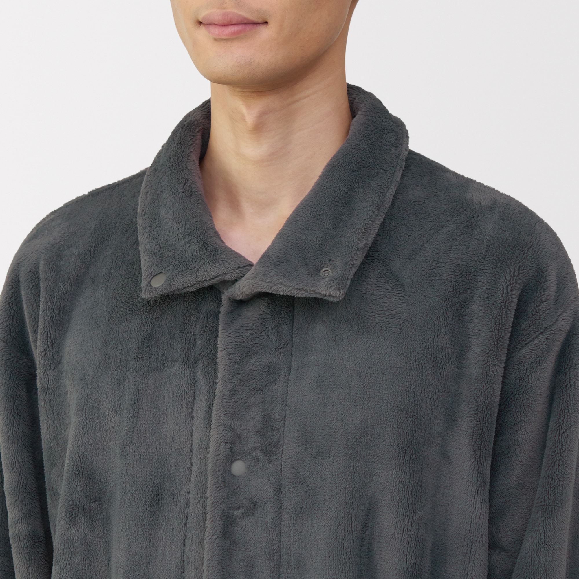 紳士　静電気が起きにくい　着る毛布　スタンドカラー長袖パジャマ