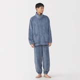 紳士　静電気が起きにくい　着る毛布　スタンドカラー長袖パジャマ