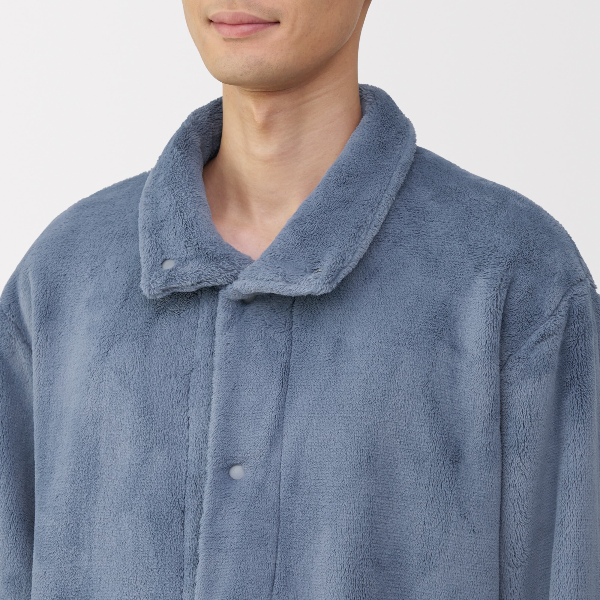 紳士 静電気が起きにくい 着る毛布 スタンドカラー長袖パジャマ | 無印良品
