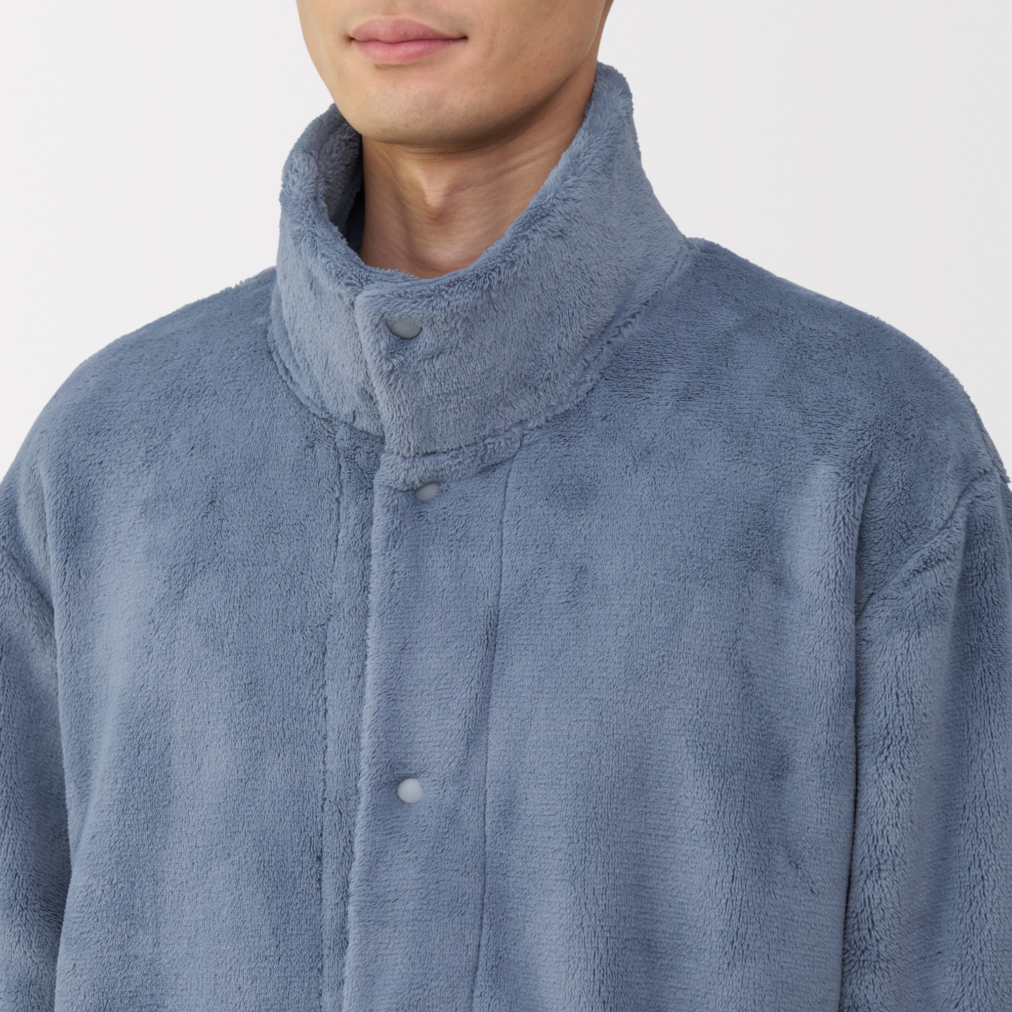 紳士　静電気が起きにくい　着る毛布　スタンドカラー長袖パジャマ