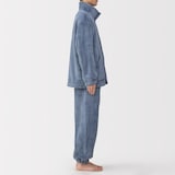 紳士　静電気が起きにくい　着る毛布　スタンドカラー長袖パジャマ