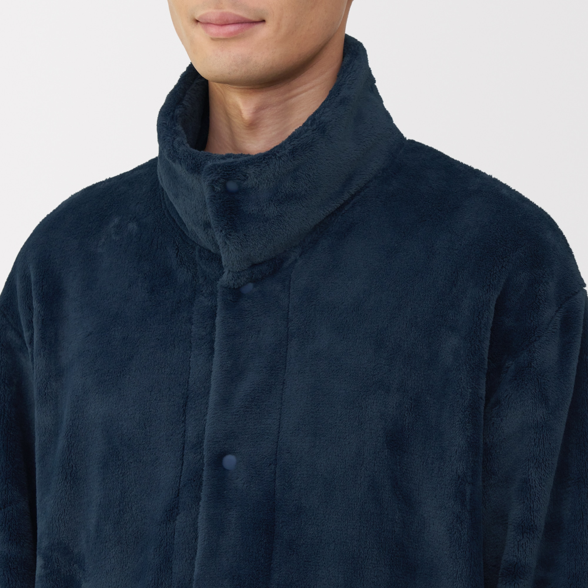 紳士　静電気が起きにくい　着る毛布　スタンドカラー長袖パジャマ