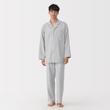 紳士　脇に縫い目のない　フランネル長袖パジャマ