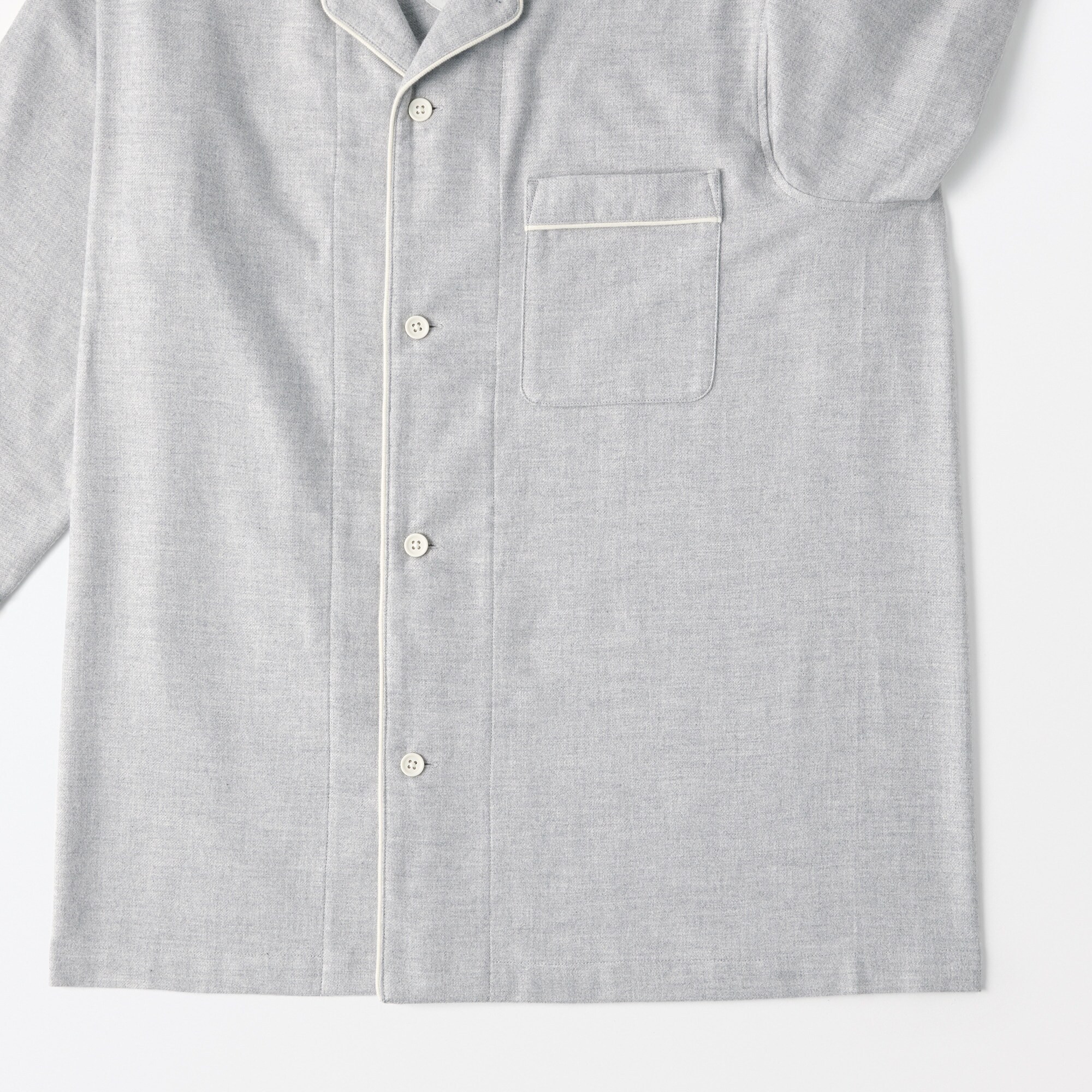 紳士　脇に縫い目のない　フランネル長袖パジャマ