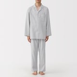 紳士　脇に縫い目のない　フランネル長袖パジャマ