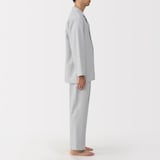 紳士　脇に縫い目のない　フランネル長袖パジャマ