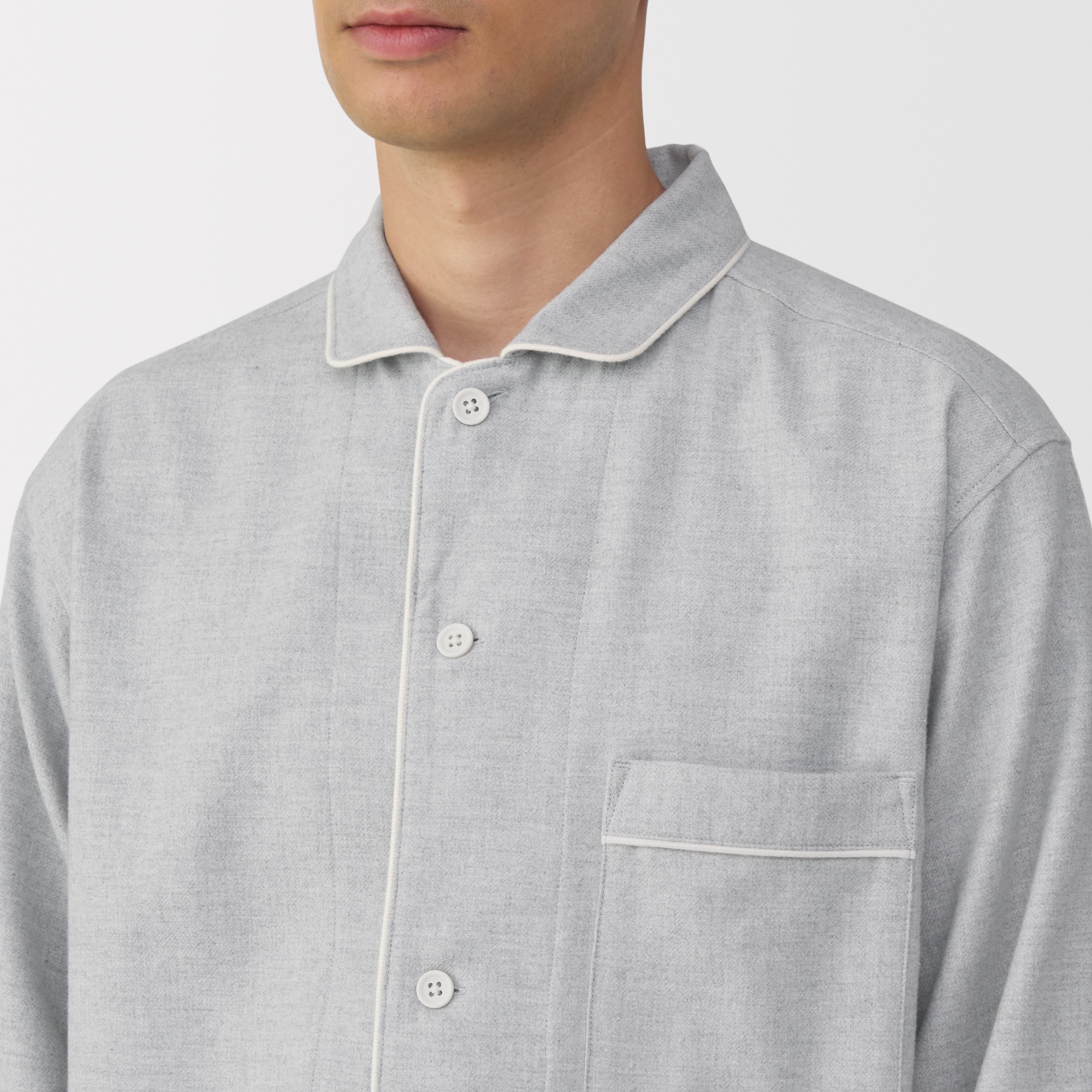 紳士 脇に縫い目のない フランネル長袖パジャマ | 無印良品