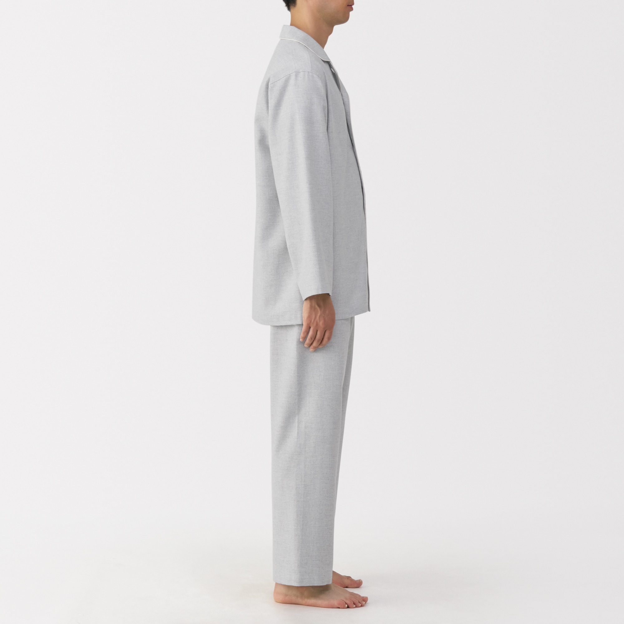 紳士　脇に縫い目のない　フランネル長袖パジャマ