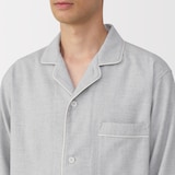 紳士　脇に縫い目のない　フランネル長袖パジャマ