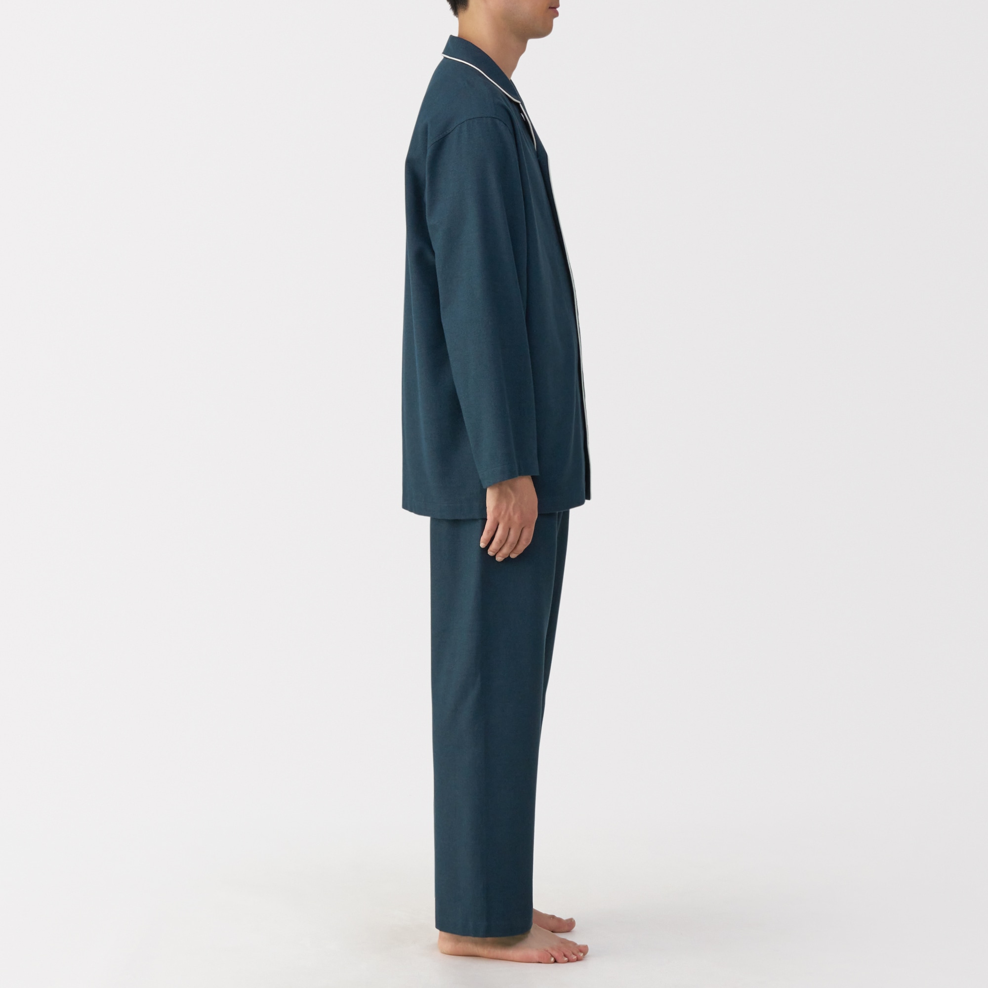 紳士　脇に縫い目のない　フランネル長袖パジャマ