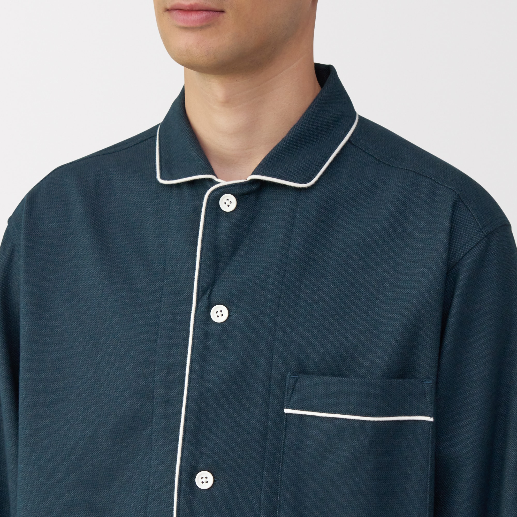 紳士　脇に縫い目のない　フランネル長袖パジャマ