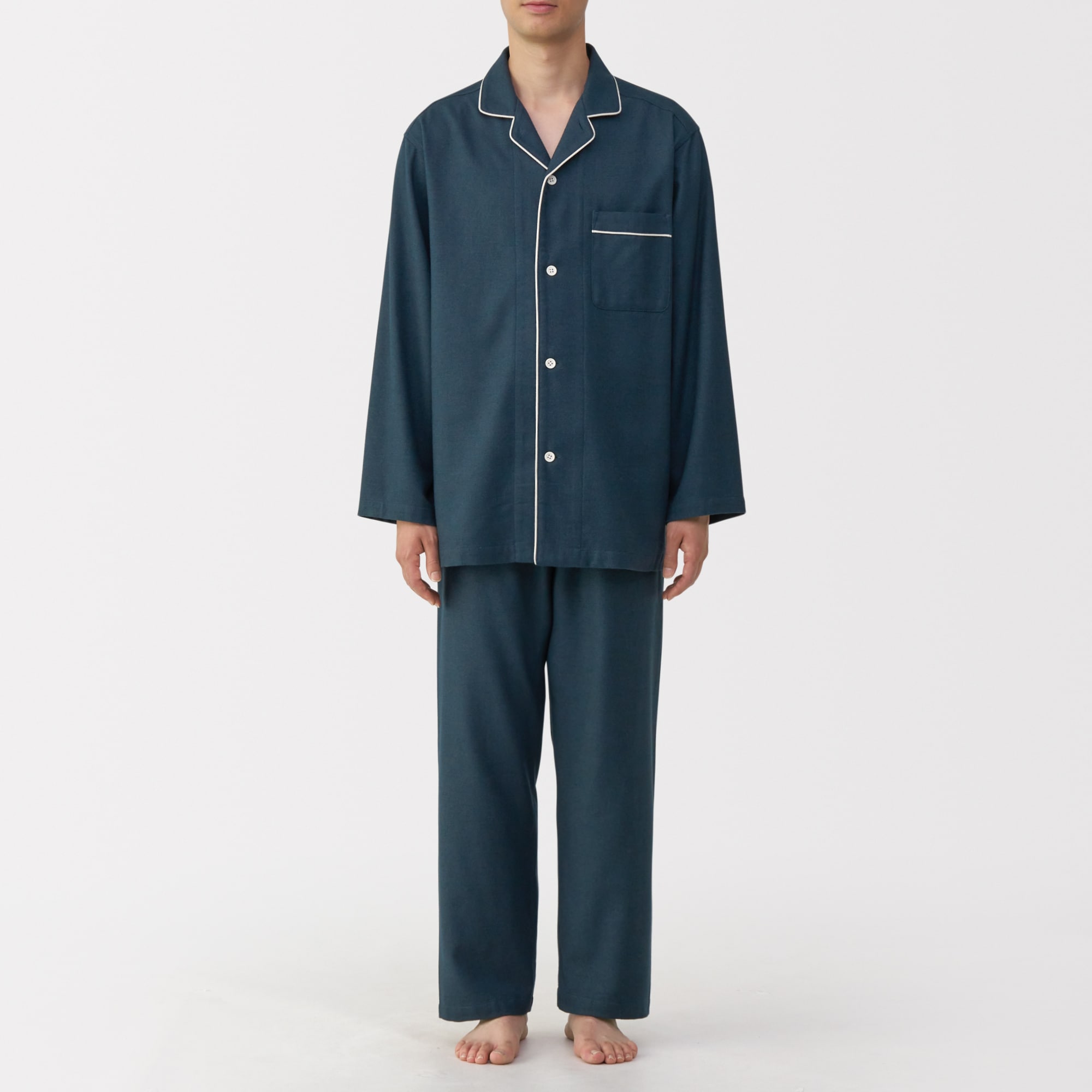 紳士 脇に縫い目のない フランネル長袖パジャマ | 無印良品