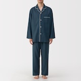 紳士　脇に縫い目のない　フランネル長袖パジャマ