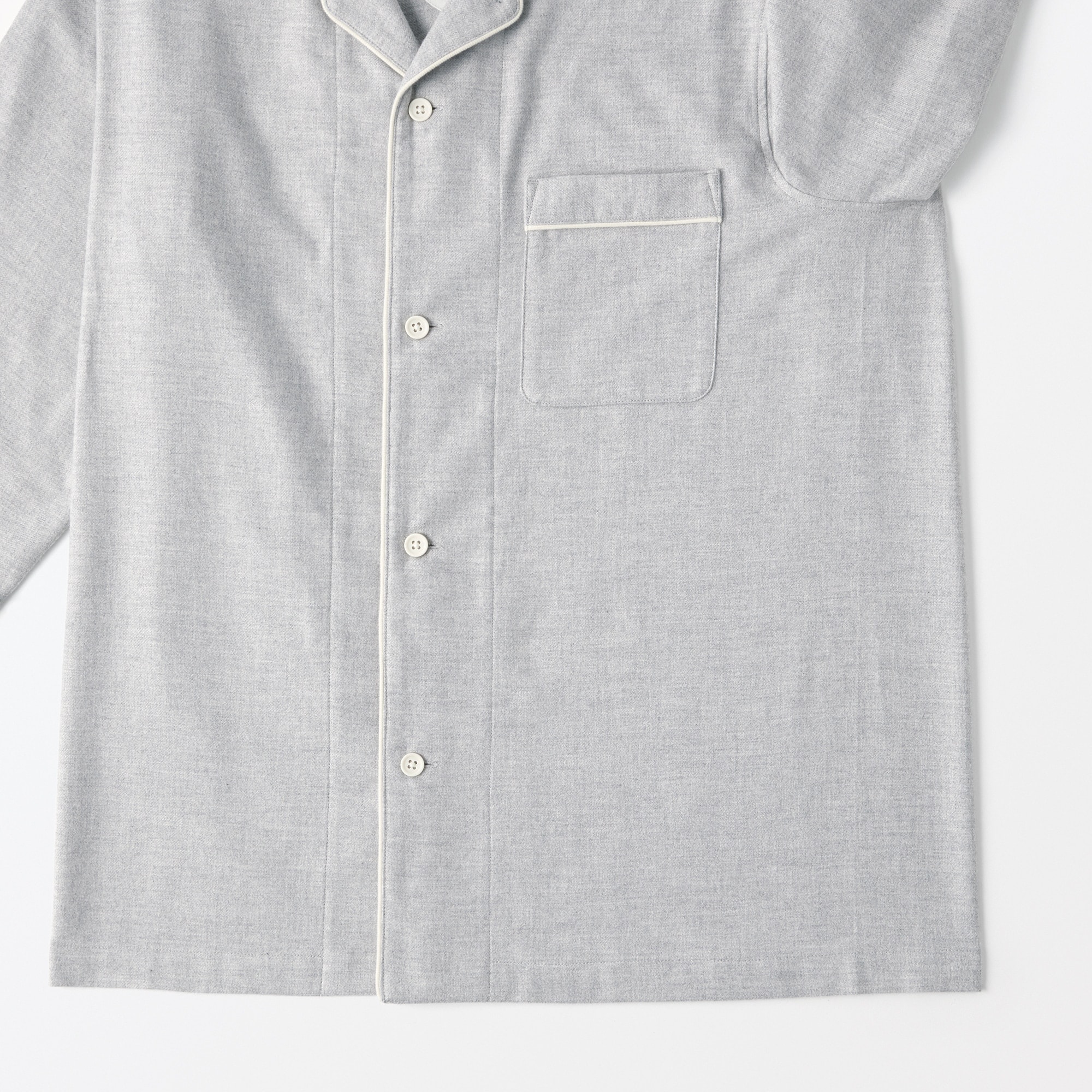 紳士　脇に縫い目のない　フランネル長袖パジャマ