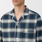 紳士　脇に縫い目のない　フランネル長袖パジャマ