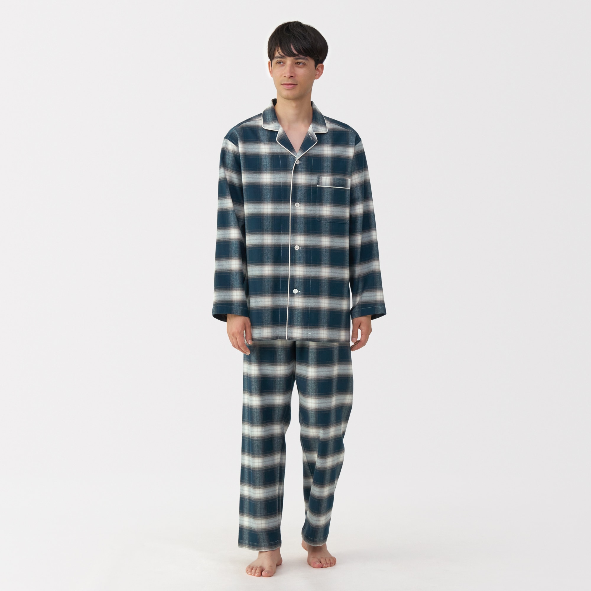 紳士 脇に縫い目のない フランネル長袖パジャマ | 無印良品