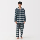 紳士　脇に縫い目のない　フランネル長袖パジャマ