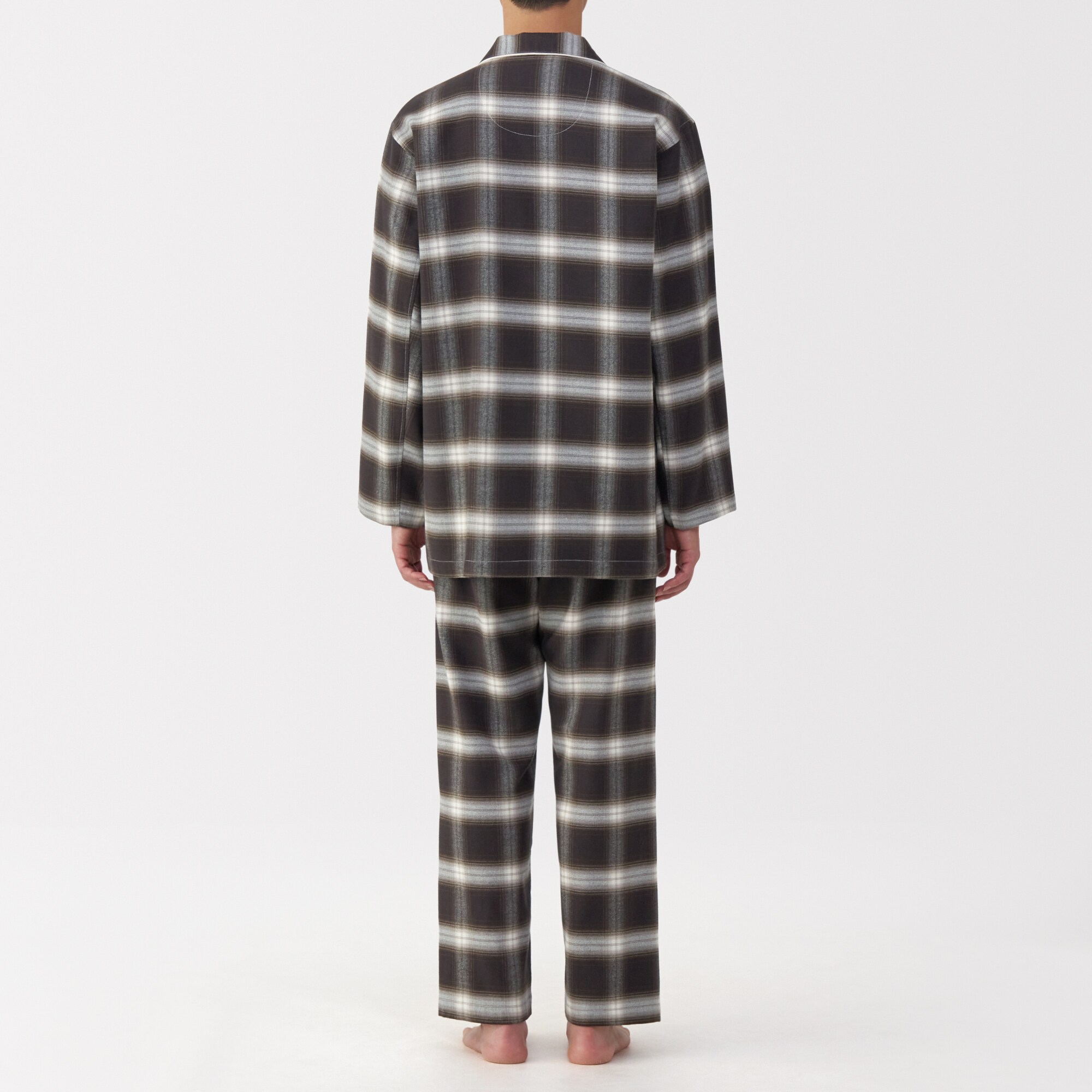 紳士　脇に縫い目のない　フランネル長袖パジャマ