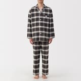 紳士　脇に縫い目のない　フランネル長袖パジャマ