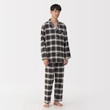 紳士　脇に縫い目のない　フランネル長袖パジャマ