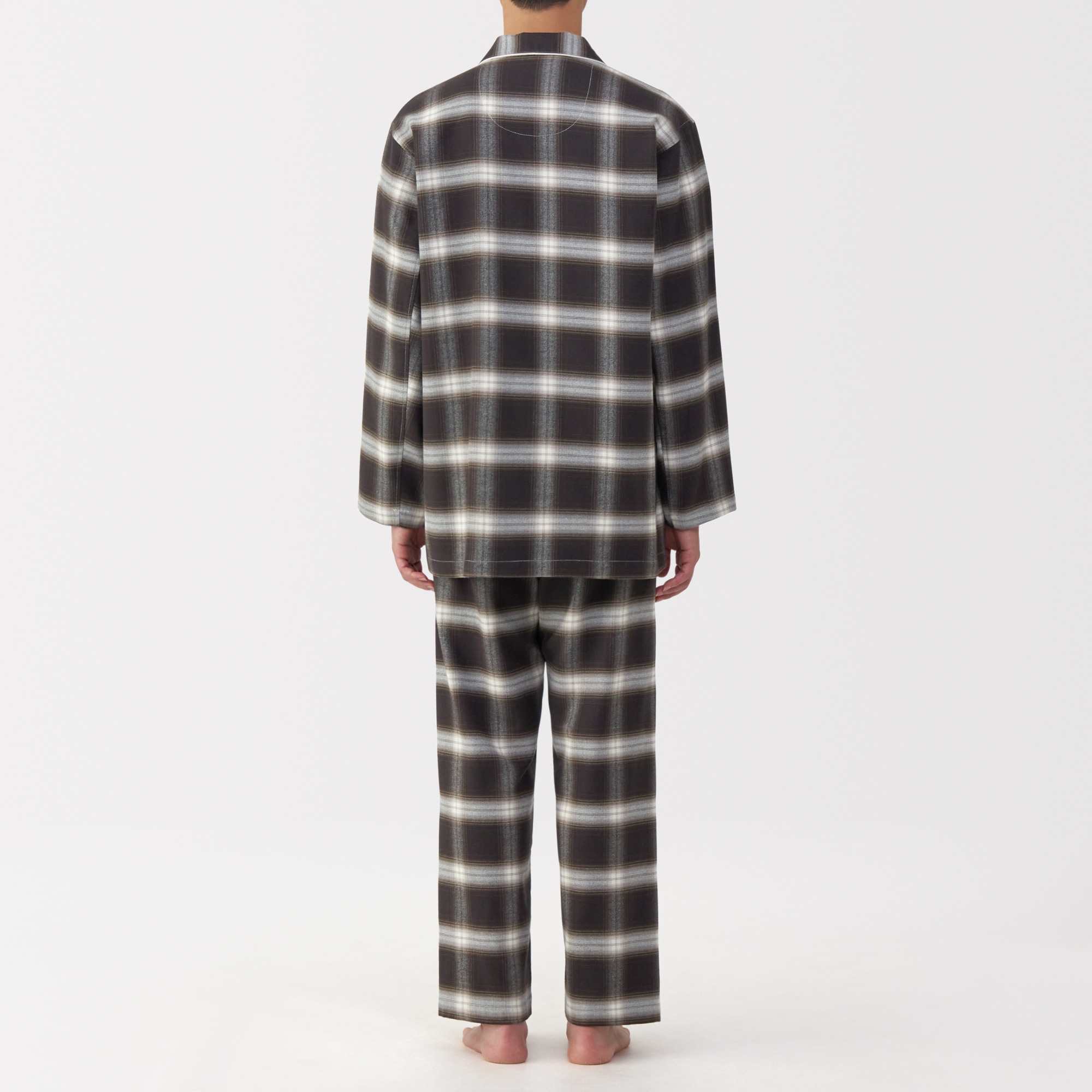 紳士　脇に縫い目のない　フランネル長袖パジャマ