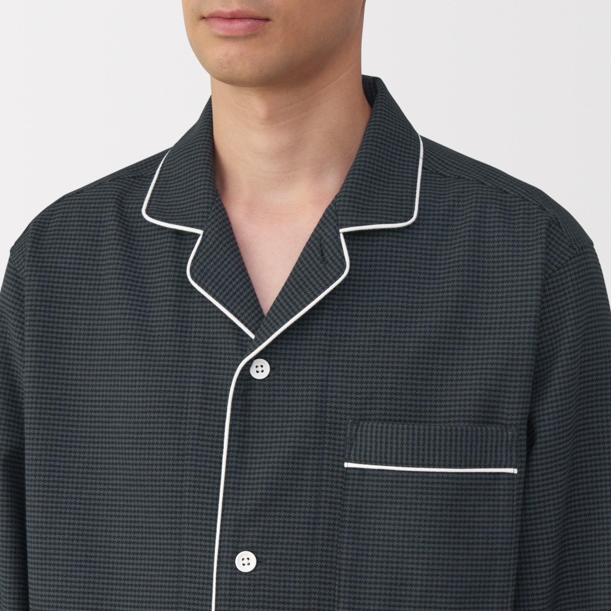 紳士　脇に縫い目のない　フランネル長袖パジャマ