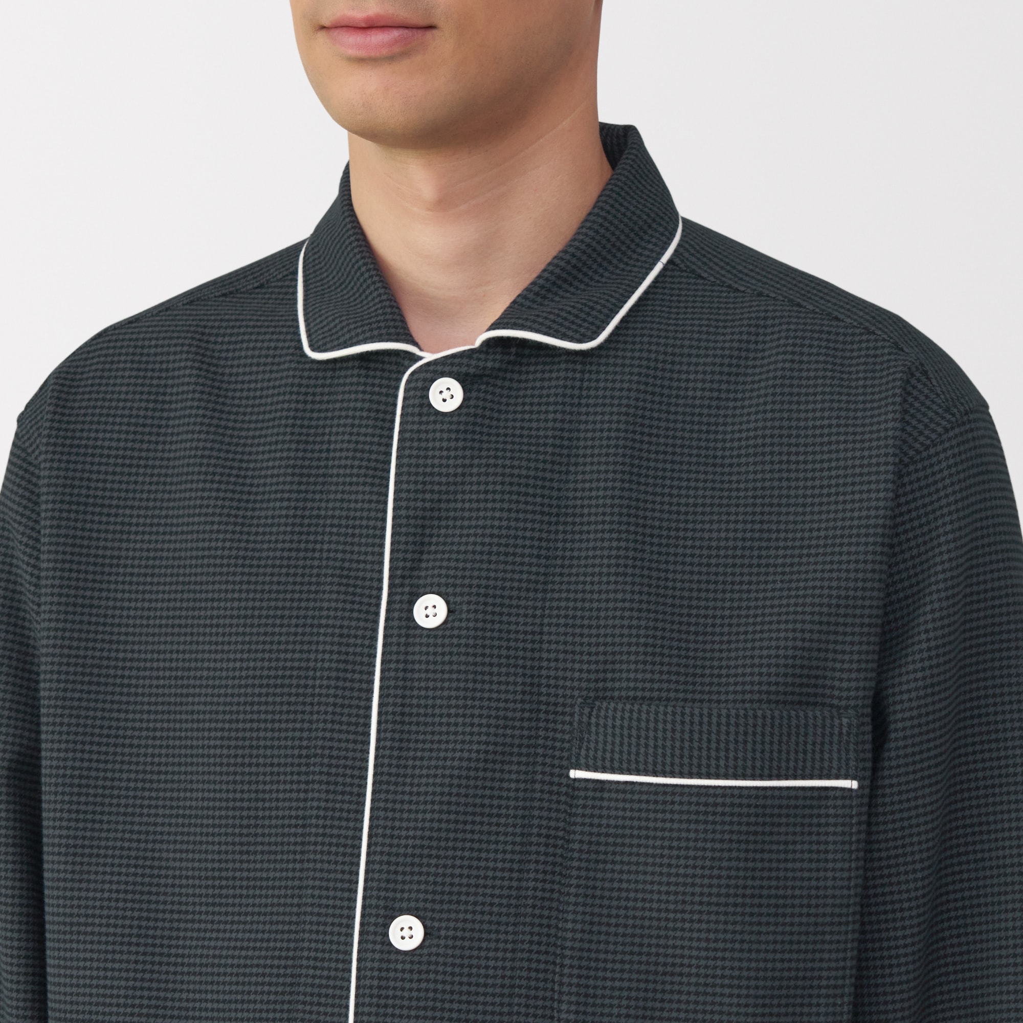 紳士　脇に縫い目のない　フランネル長袖パジャマ