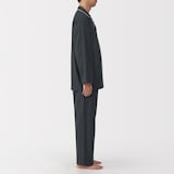 紳士　脇に縫い目のない　フランネル長袖パジャマ