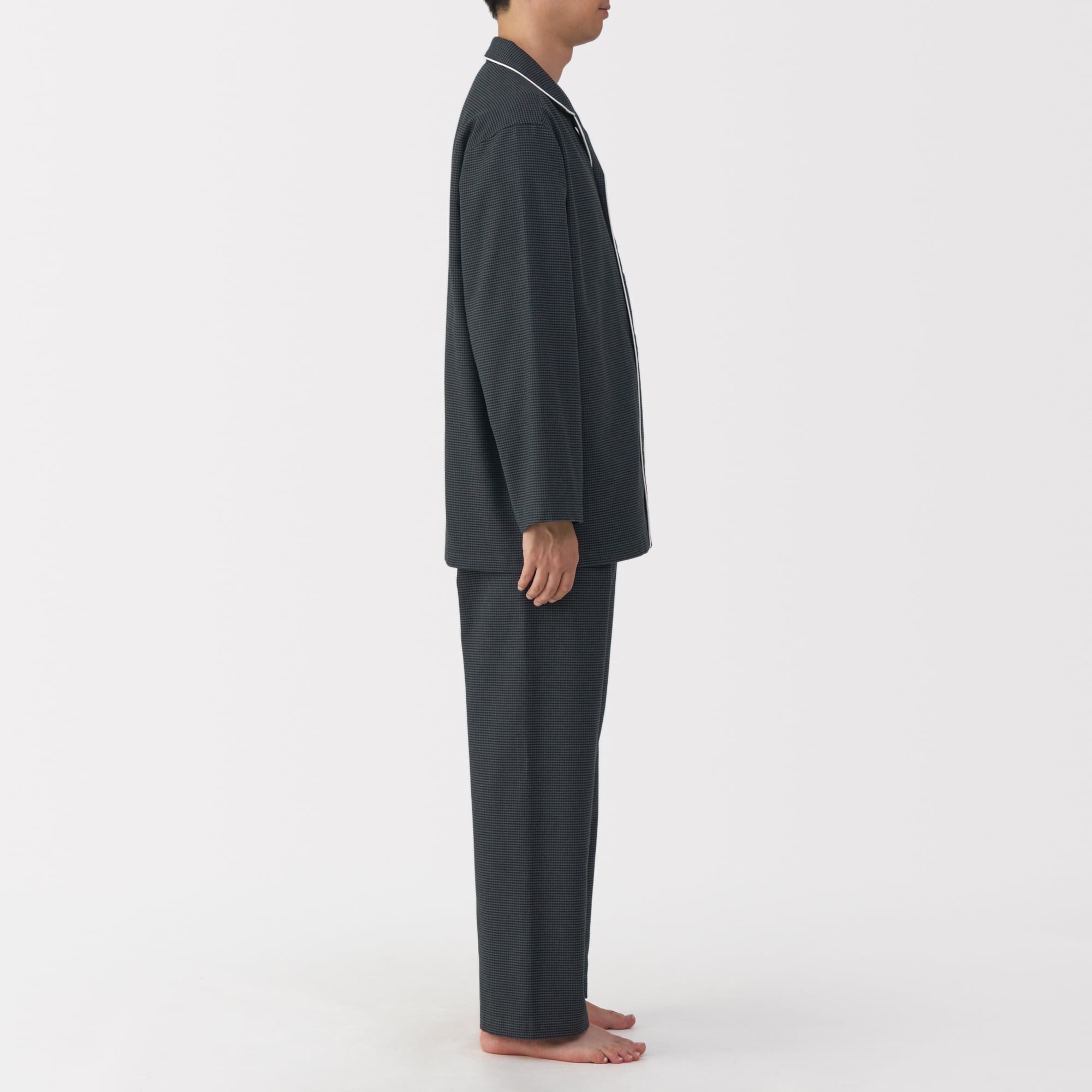 紳士　脇に縫い目のない　フランネル長袖パジャマ