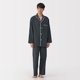 紳士　脇に縫い目のない　フランネル長袖パジャマ