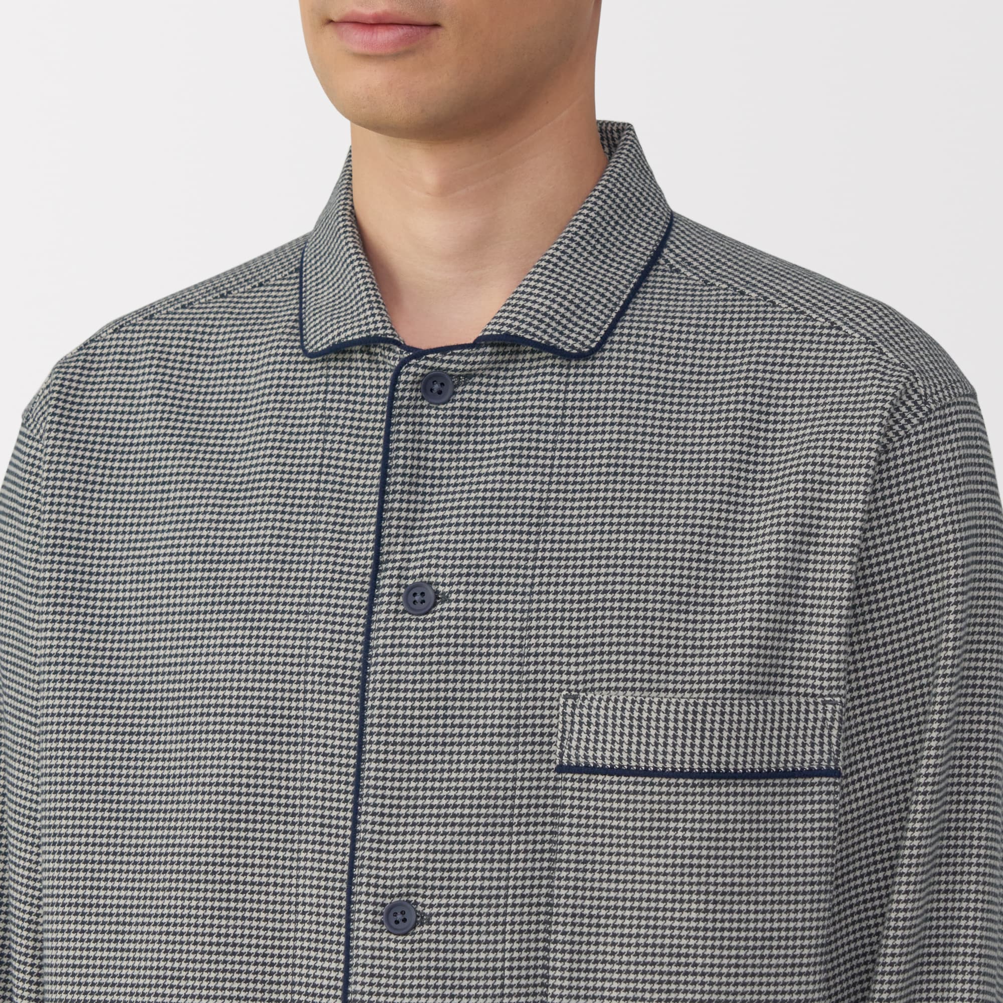 紳士　脇に縫い目のない　フランネル長袖パジャマ