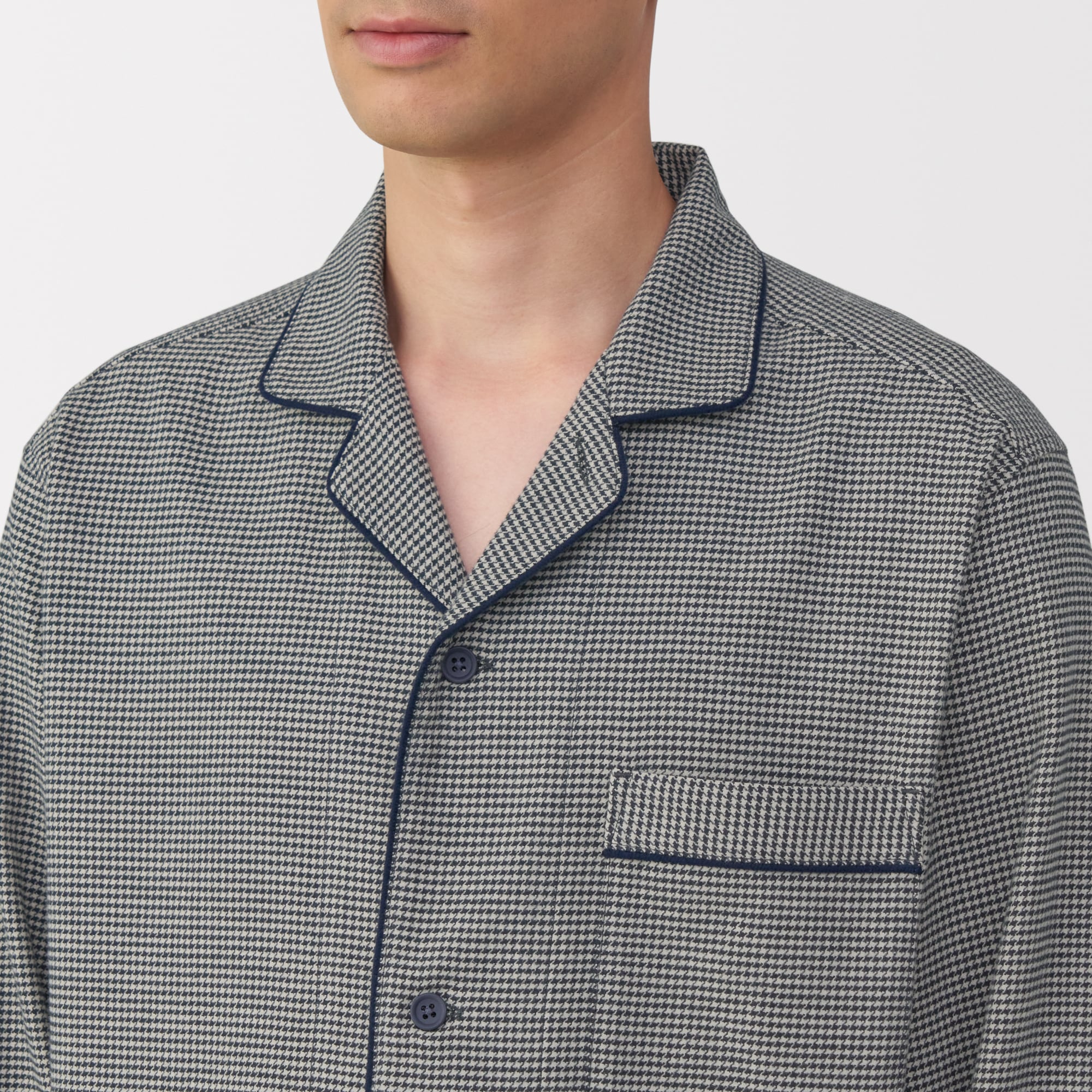 紳士　脇に縫い目のない　フランネル長袖パジャマ