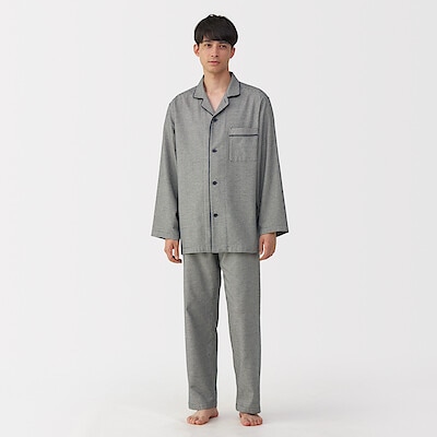 【ネットストア先行販売】紳士　脇に縫い目のない　フランネル長袖パジャマ