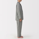 紳士　脇に縫い目のない　フランネル長袖パジャマ
