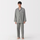 紳士　脇に縫い目のない　フランネル長袖パジャマ