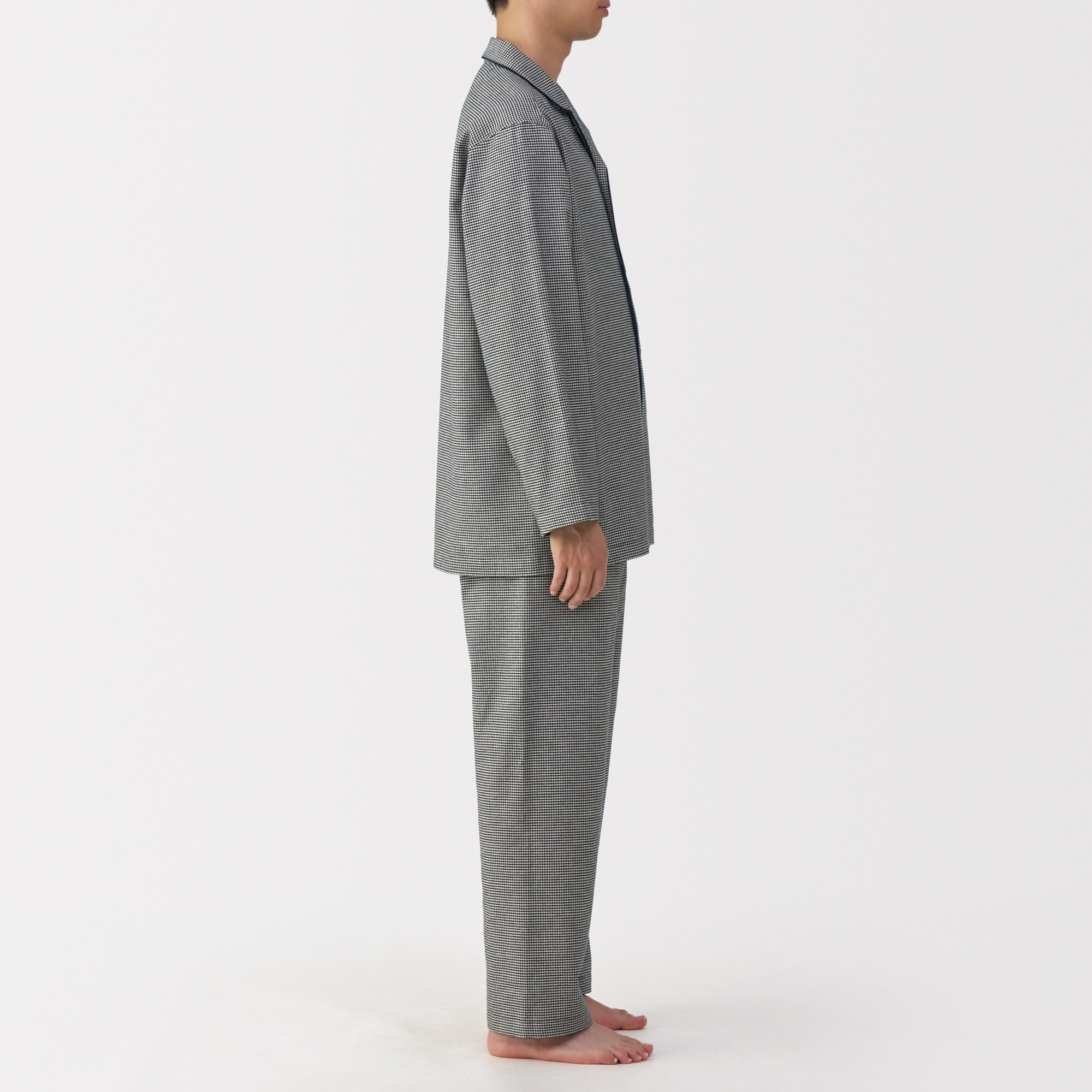 紳士　脇に縫い目のない　フランネル長袖パジャマ